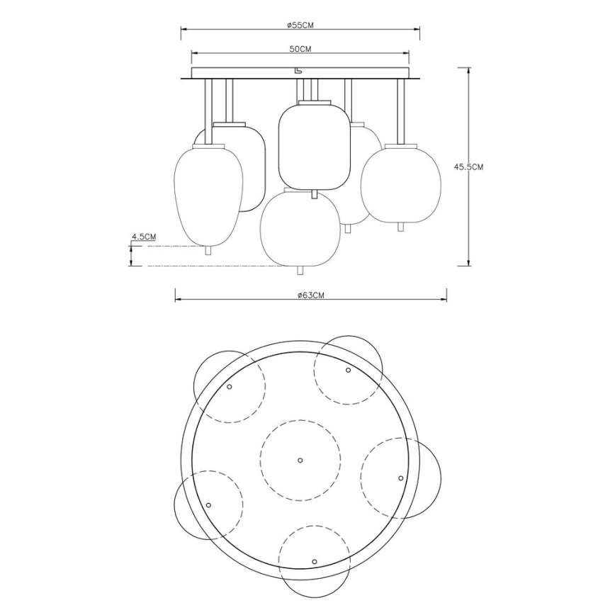 Globo - Pinta-asennettava kattokruunu 6xE14/40W/230V musta