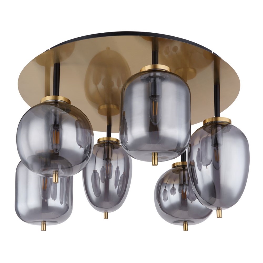Globo - Pinta-asennettava kattokruunu 6xE14/40W/230V messinki