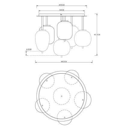 Globo - Pinta-asennettava kattokruunu 6xE14/40W/230V messinki