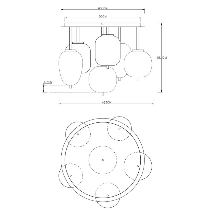 Globo - Pinta-asennettava kattokruunu 6xE14/40W/230V messinki