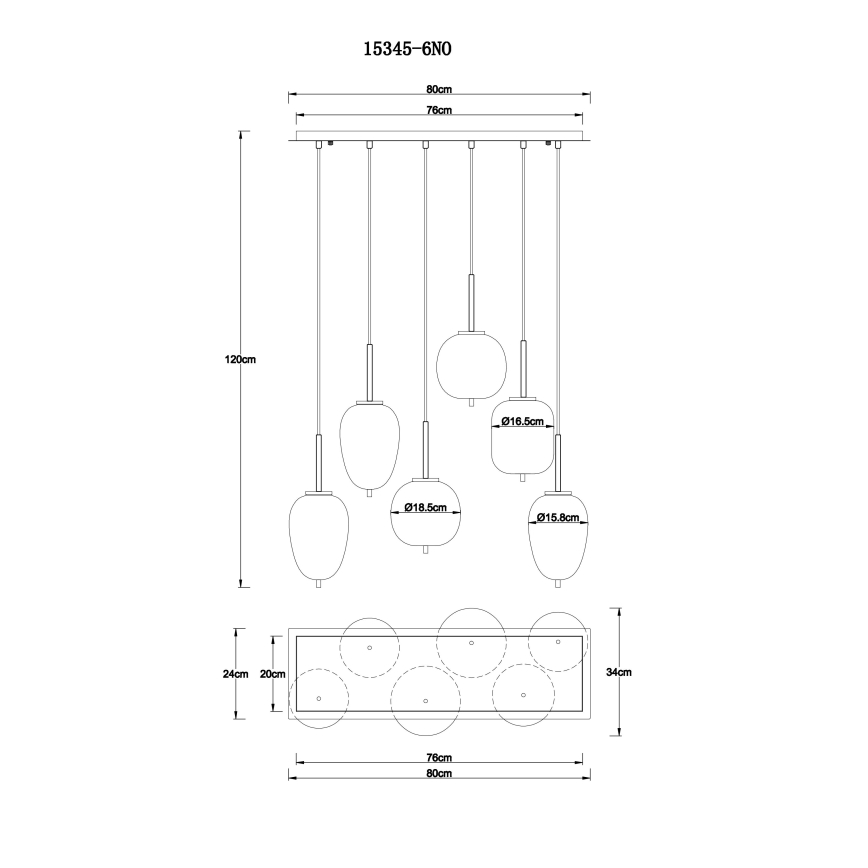 Globo - Kattokruunu johdossa 6xE14/40W/230V kiiltävä kromi