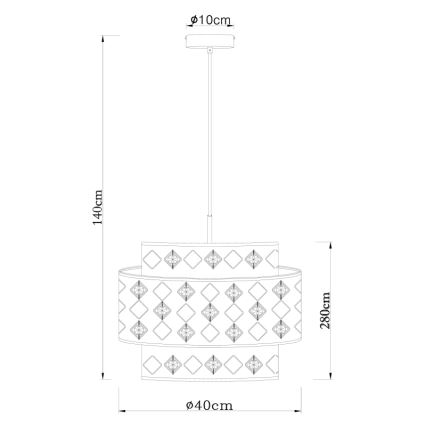 Globo 15448H1 - Kattokruunu johdossa ABBEY 1xE27/60W/230V