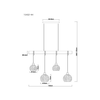 Globo - Kattokruunu narulla 4xE27/40W/230V