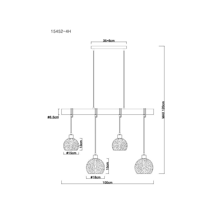 Globo - Kattokruunu narulla 4xE27/40W/230V