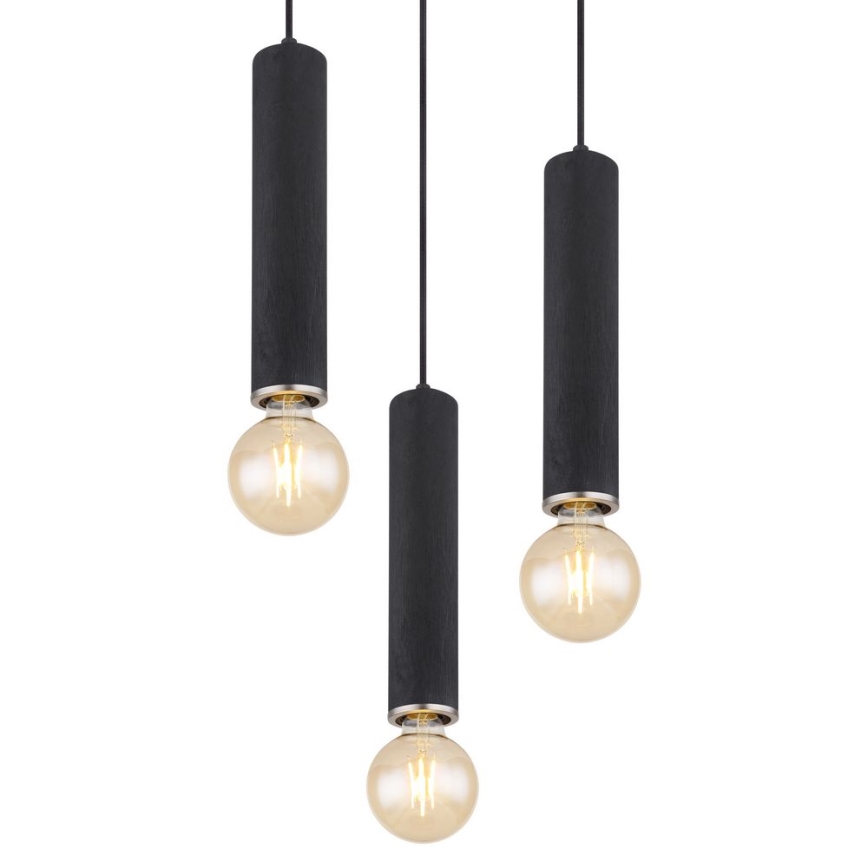 Globo - Riippuvalaisin MARION 3xE27/60W/230V musta puu