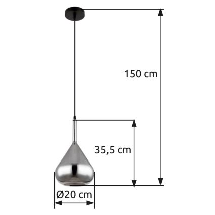 Globo - Kattokruunu johdossa 1xE27/60W/230V halkaisija 20 cm musta