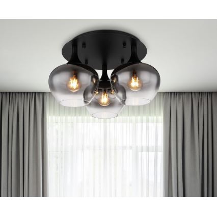 Globo - Kiinteä kattokruunu 3xE27/40W/230V halkaisija 45 cm musta