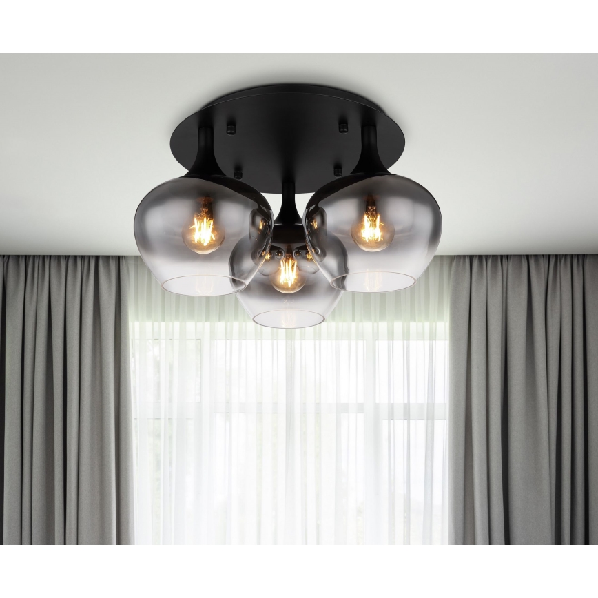 Globo - Kiinteä kattokruunu 3xE27/40W/230V halkaisija 45 cm musta