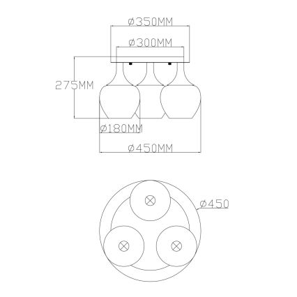 Globo - Kiinteä kattokruunu 3xE27/40W/230V antrasiitti