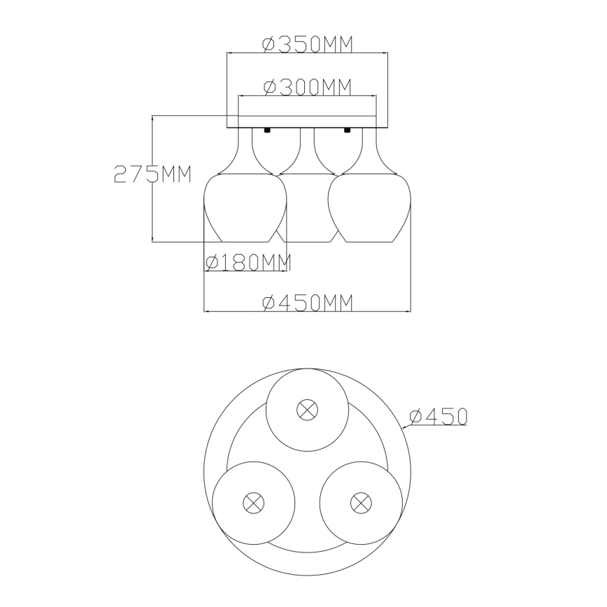 Globo - Kiinteä kattokruunu 3xE27/40W/230V antrasiitti