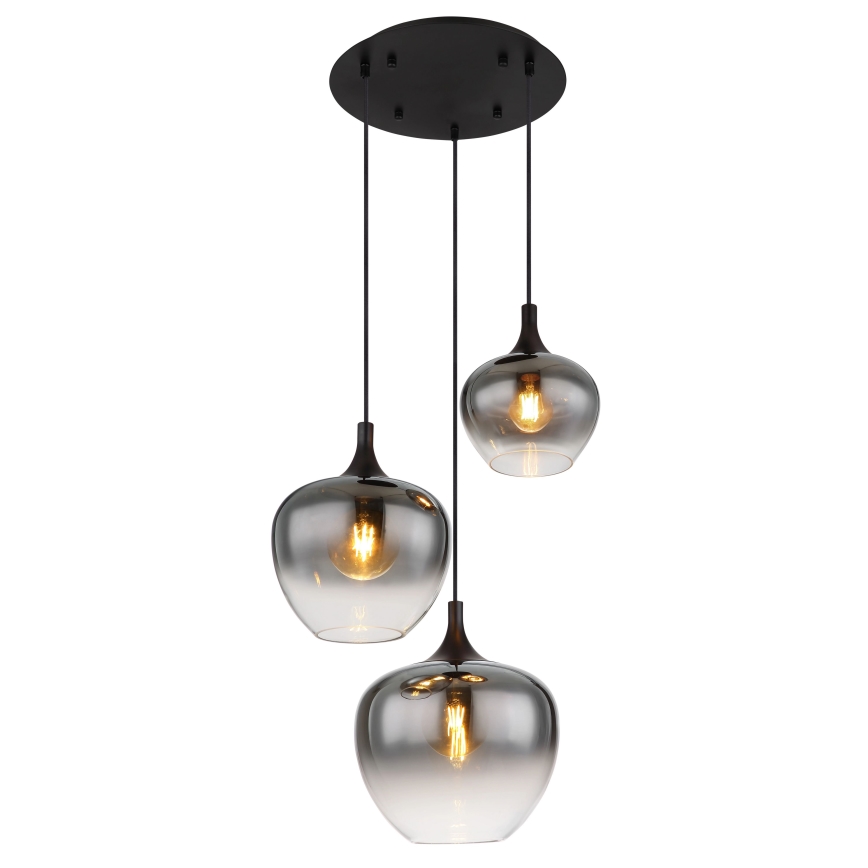 Globo - Kattokruunu johdossa 3xE27/40W/230V halkaisija 48 cm musta