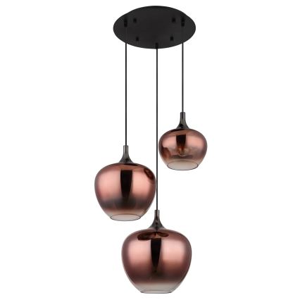 Globo - Kattokruunu johdossa 3xE27/40W/230V kupari