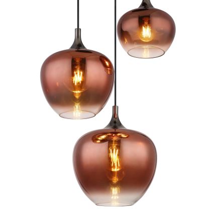 Globo - Kattokruunu johdossa 3xE27/40W/230V kupari