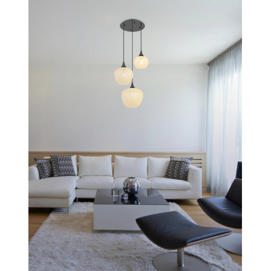 Globo - Kattokruunu johdossa 3xE27/40W/230V valkoinen/antrasiitti