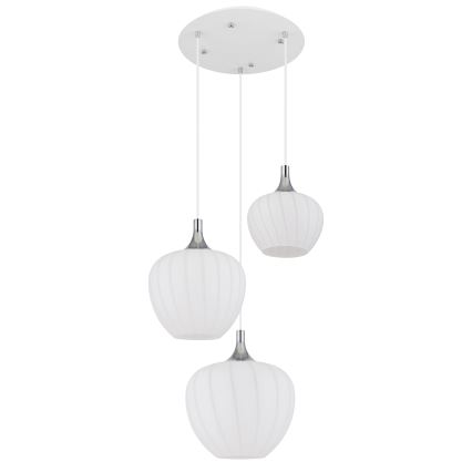 Globo - Kattokruunu johdossa 3xE27/40W/230V valkoinen
