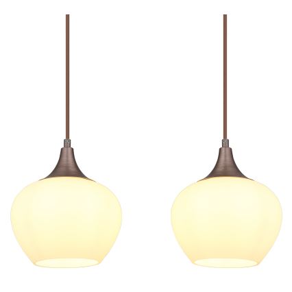 Globo - Kattokruunu johdossa 4xE27/40W/230V valkoinen/ruskea