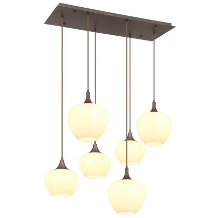 Globo - Kattokruunu johdossa 6xE27/40W/230V valkoinen