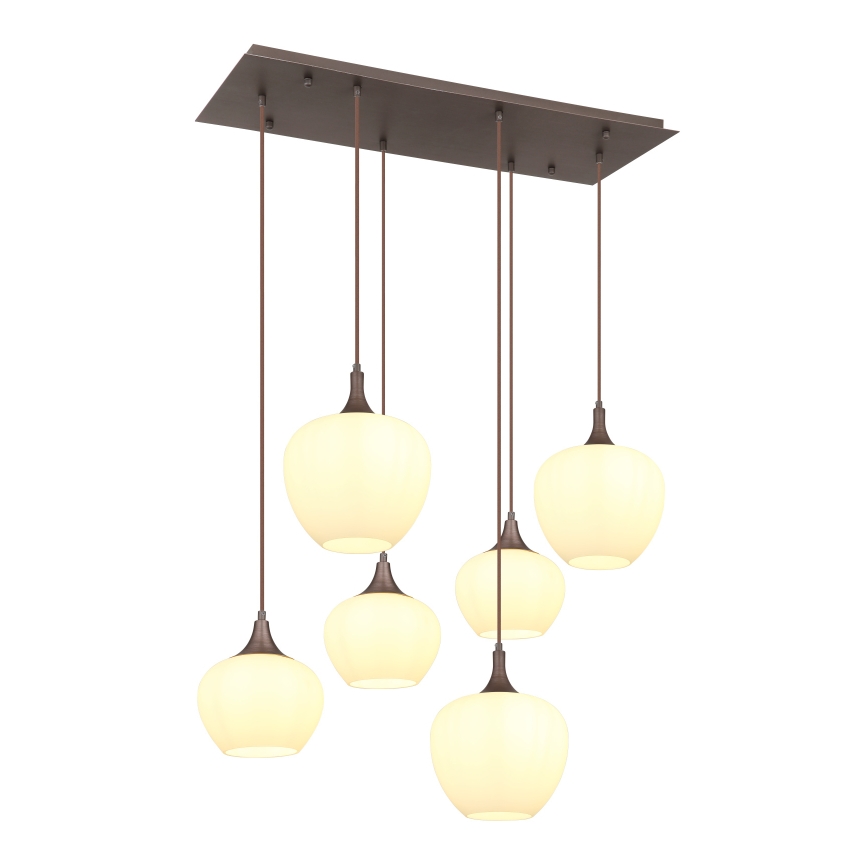 Globo - Kattokruunu johdossa 6xE27/40W/230V valkoinen