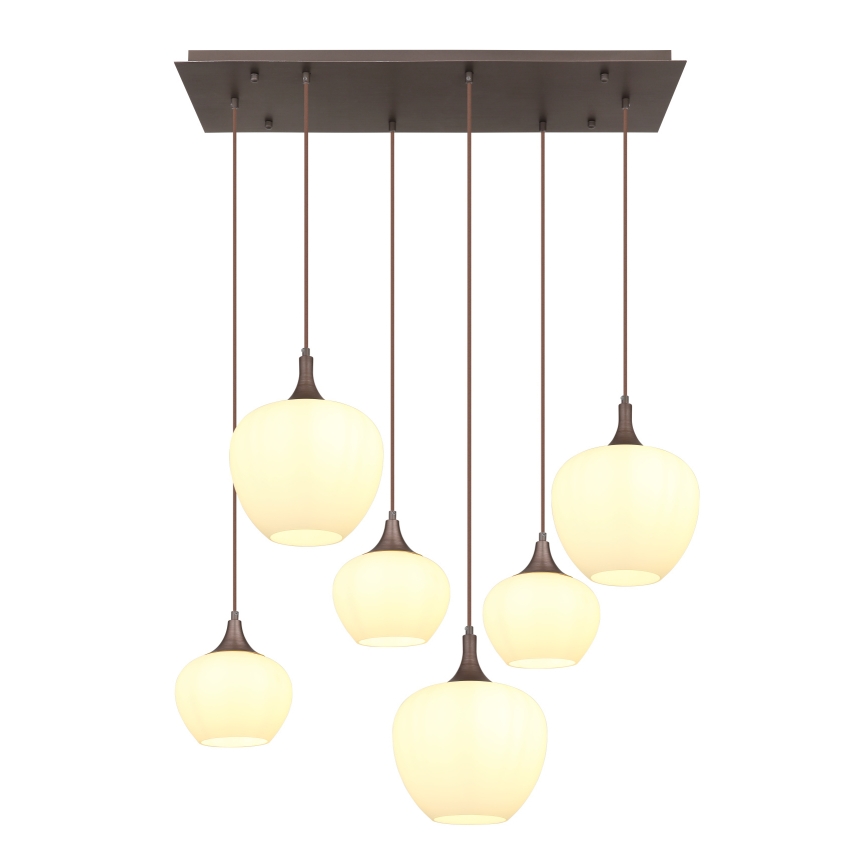 Globo - Kattokruunu johdossa 6xE27/40W/230V valkoinen