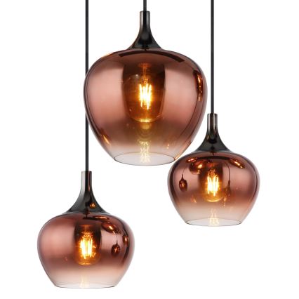 Globo - Kattokruunu johdossa 6xE27/40W/230V ruskea/savuinen