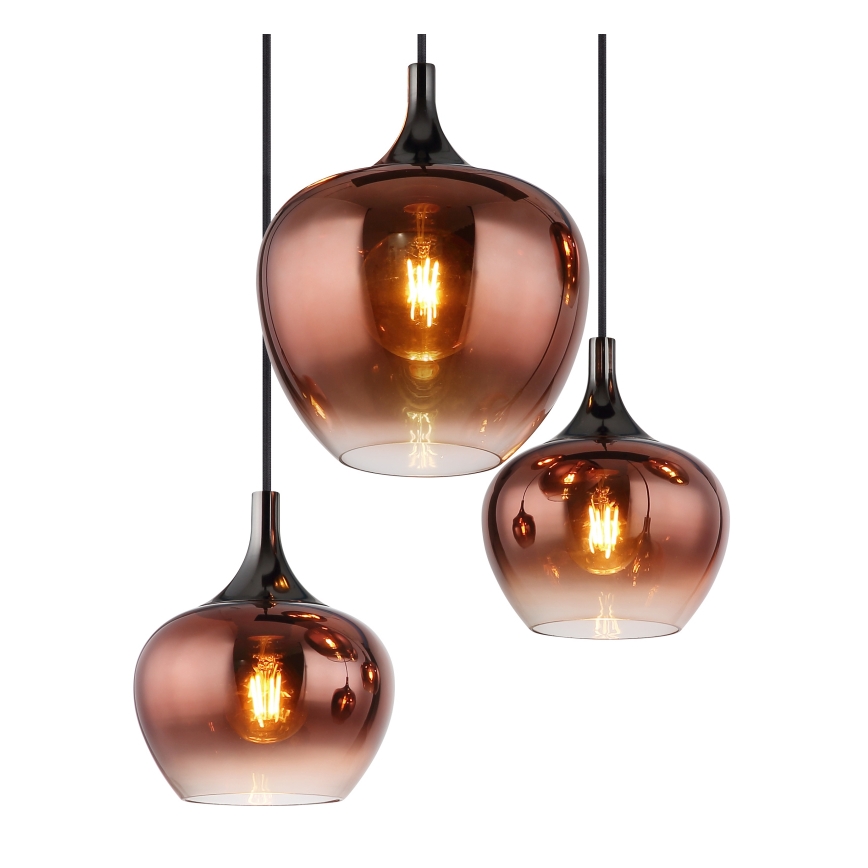 Globo - Kattokruunu johdossa 6xE27/40W/230V ruskea/savuinen