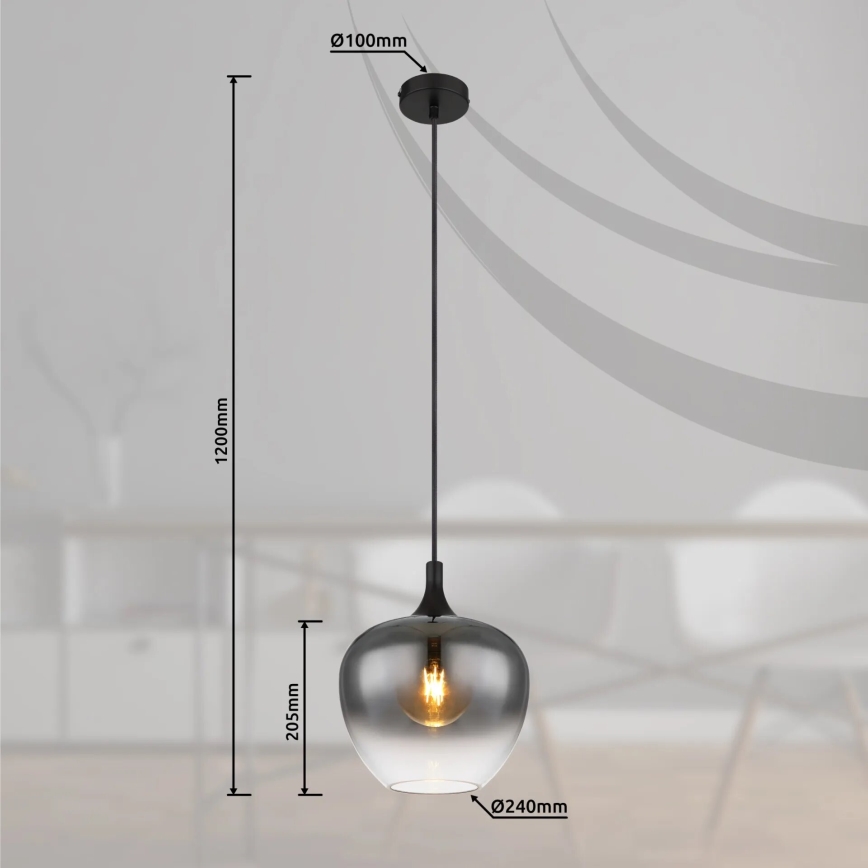 Globo - Kattokruunu johdossa 1xE27/40W/230V halkaisija 24 cm musta