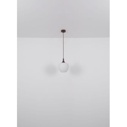Globo - Kattokruunu johdossa 1xE27/60W/230V halkaisija 29 cm valkoinen/ruskea