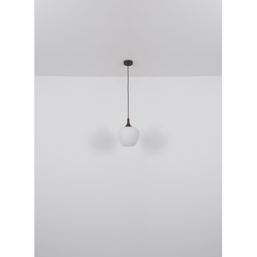 Globo - Kattokruunu johdossa 1xE27/60W/230V halkaisija 29 cm valkoinen/ruskea