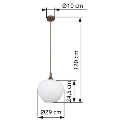Globo - Kattokruunu johdossa 1xE27/60W/230V halkaisija 29 cm valkoinen/ruskea