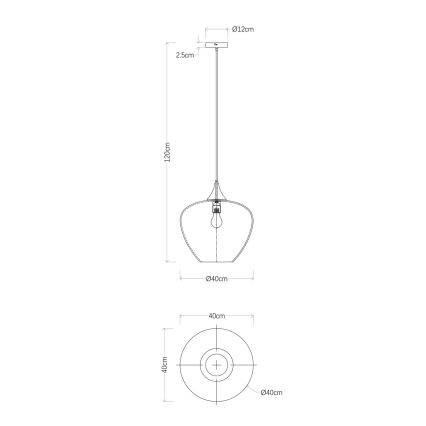 Globo - Kattokruunu johdossa 1xE27/60W/230V halkaisija 40 cm musta