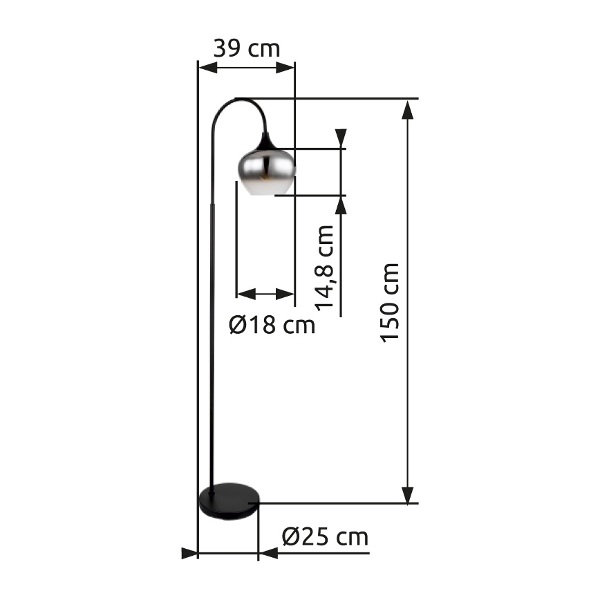 Globo - Lattialamppu 1xE27/40W/230V musta/savuinen