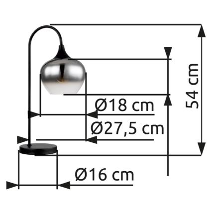 Globo - Pöytävalaisin 1xE27/40W/230V musta
