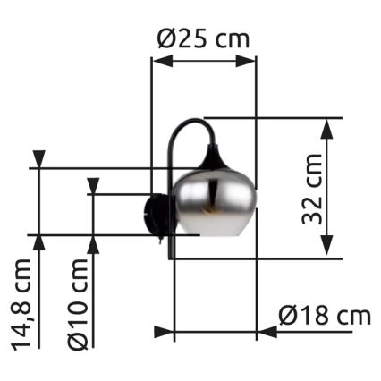 Globo - Seinävalaisin 1xE27/40W/230V musta