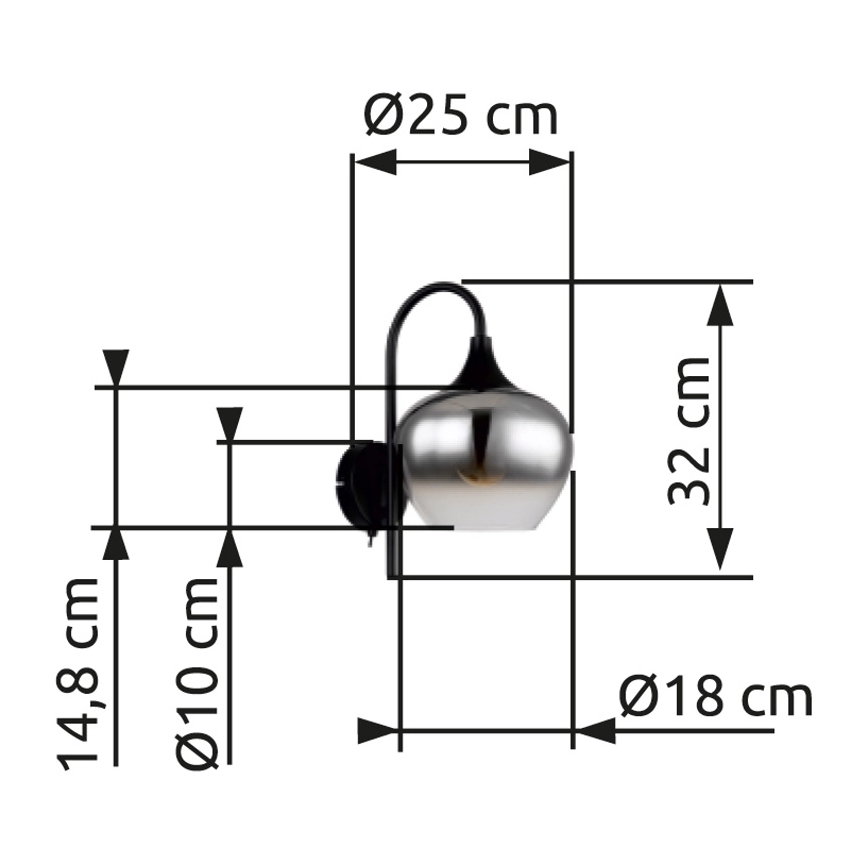 Globo - Seinävalaisin 1xE27/40W/230V musta