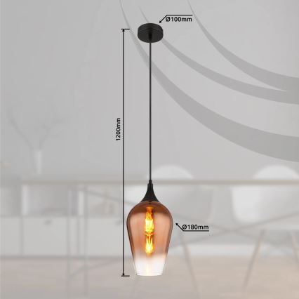 Globo - Kattokruunu johdossa 1xE27/60W/230V halkaisija 18 cm kupari