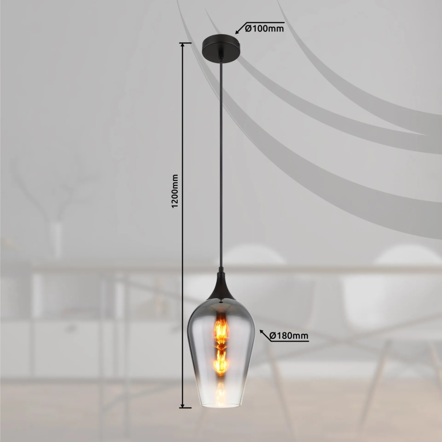 Globo - Kattokruunu johdossa 1xE27/60W/230V halkaisija 18 cm musta