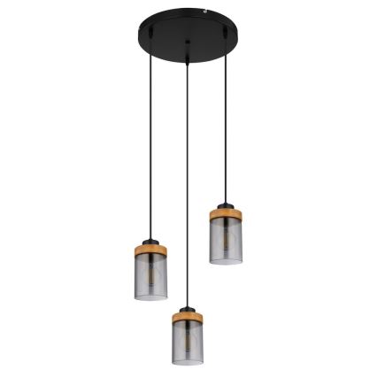 Globo - Riippuvalaisin FINCA 3xE27/40W/230V metalli/puu
