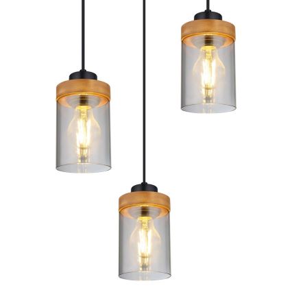 Globo - Riippuvalaisin FINCA 3xE27/40W/230V metalli/puu