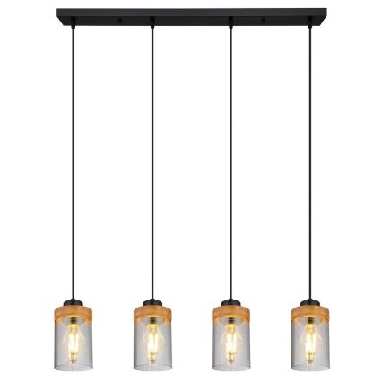 Globo - Riippuvalaisin FINCA 4xE27/40W/230V metalli/puu