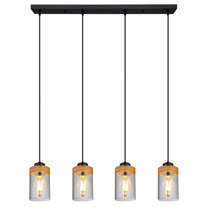 Globo - Riippuvalaisin FINCA 4xE27/40W/230V metalli/puu