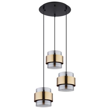 Globo - Riippuvalaisin MILEY 3xE27/60W/230V musta/messinki
