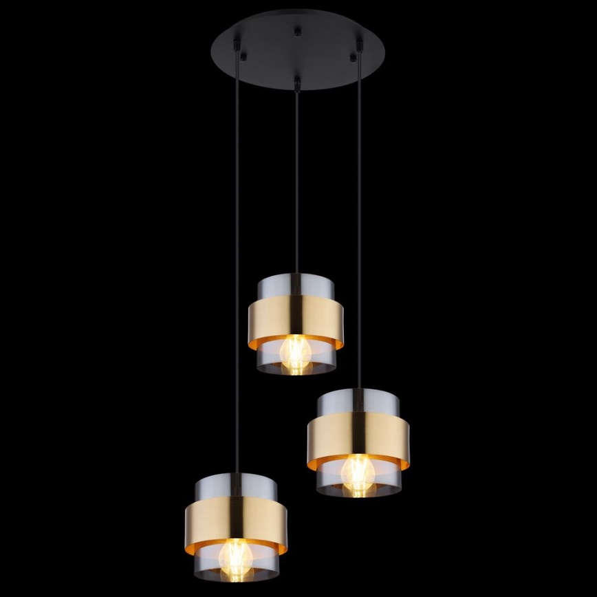 Globo - Riippuvalaisin MILEY 3xE27/60W/230V musta/messinki