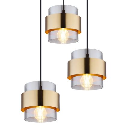 Globo - Riippuvalaisin MILEY 3xE27/60W/230V musta/messinki