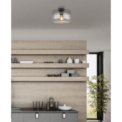 Globo - Kiinteä kattokruunu 1xE27/40W/230V halkaisija 28 cm harmaa