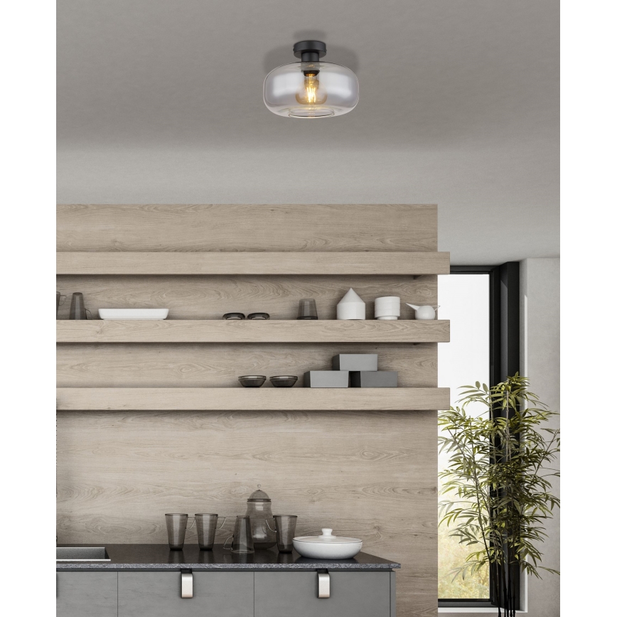 Globo - Kiinteä kattokruunu 1xE27/40W/230V halkaisija 28 cm harmaa