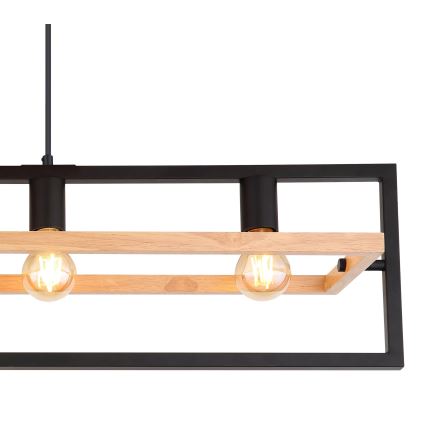 Globo 15575-4H - ERICA-riippuvalaisin vaijerilla, 4xE27/40W/230V, musta/beige