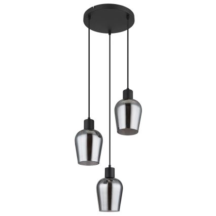 Globo - Kattokruunu johdossa 3xE27/40W/230V halkaisija 28,5 cm musta