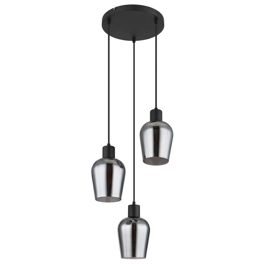 Globo - Kattokruunu johdossa 3xE27/40W/230V halkaisija 28,5 cm musta