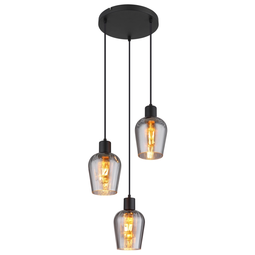 Globo - Kattokruunu johdossa 3xE27/40W/230V halkaisija 28,5 cm musta