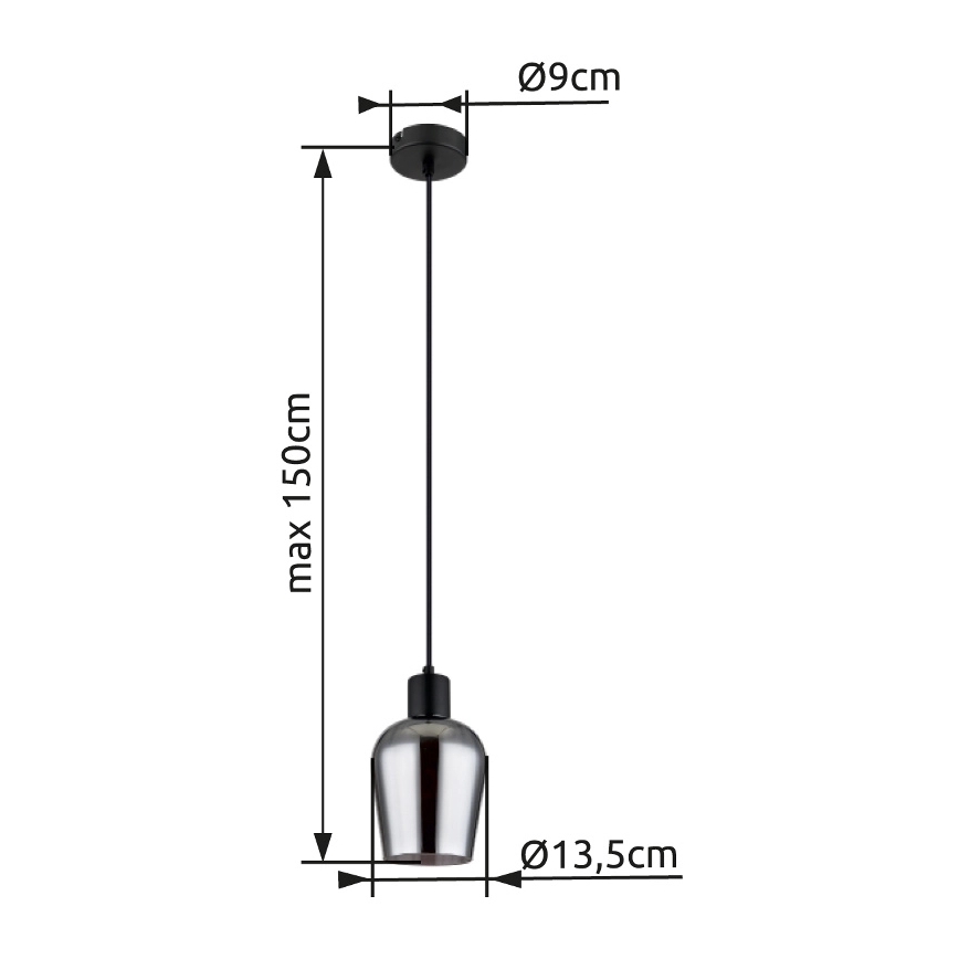 Globo - Kattokruunu johdossa 1xE27/40W/230V halkaisija 13,5 cm musta